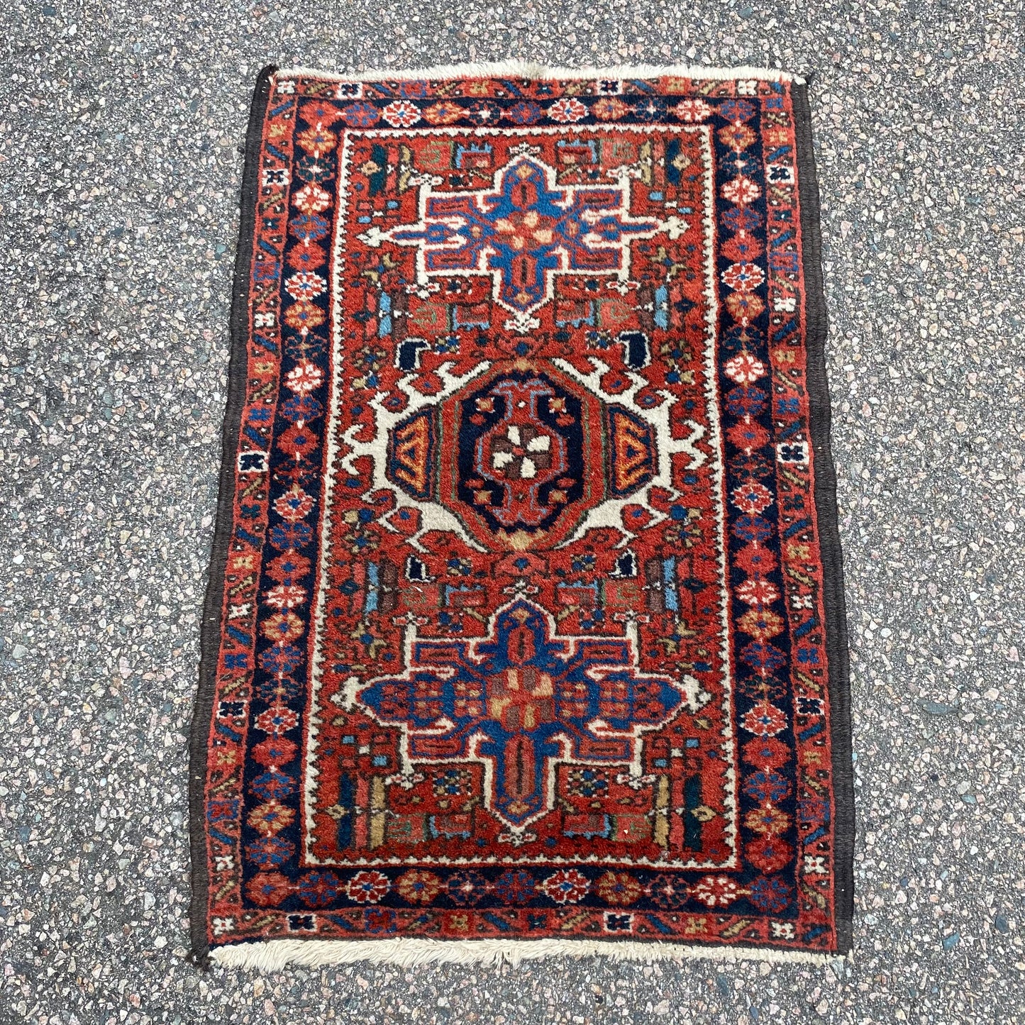 Vintage Rug, 2' x 2' 11 Red Orange