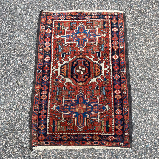 Vintage Rug, 2' x 2' 11 Red Orange