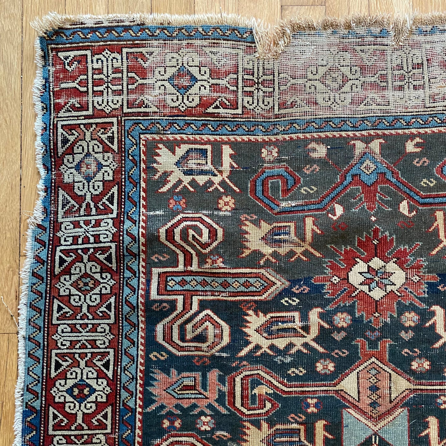 Antique Rug, 3' x 4' 2 Blue