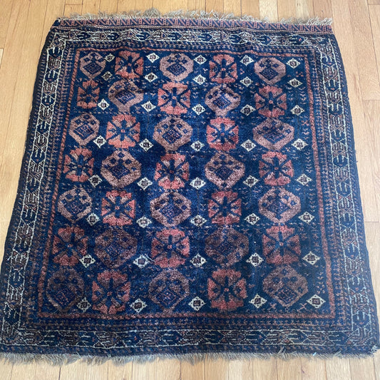 Vintage Rug, 3' 2 x 3' 5 Blue