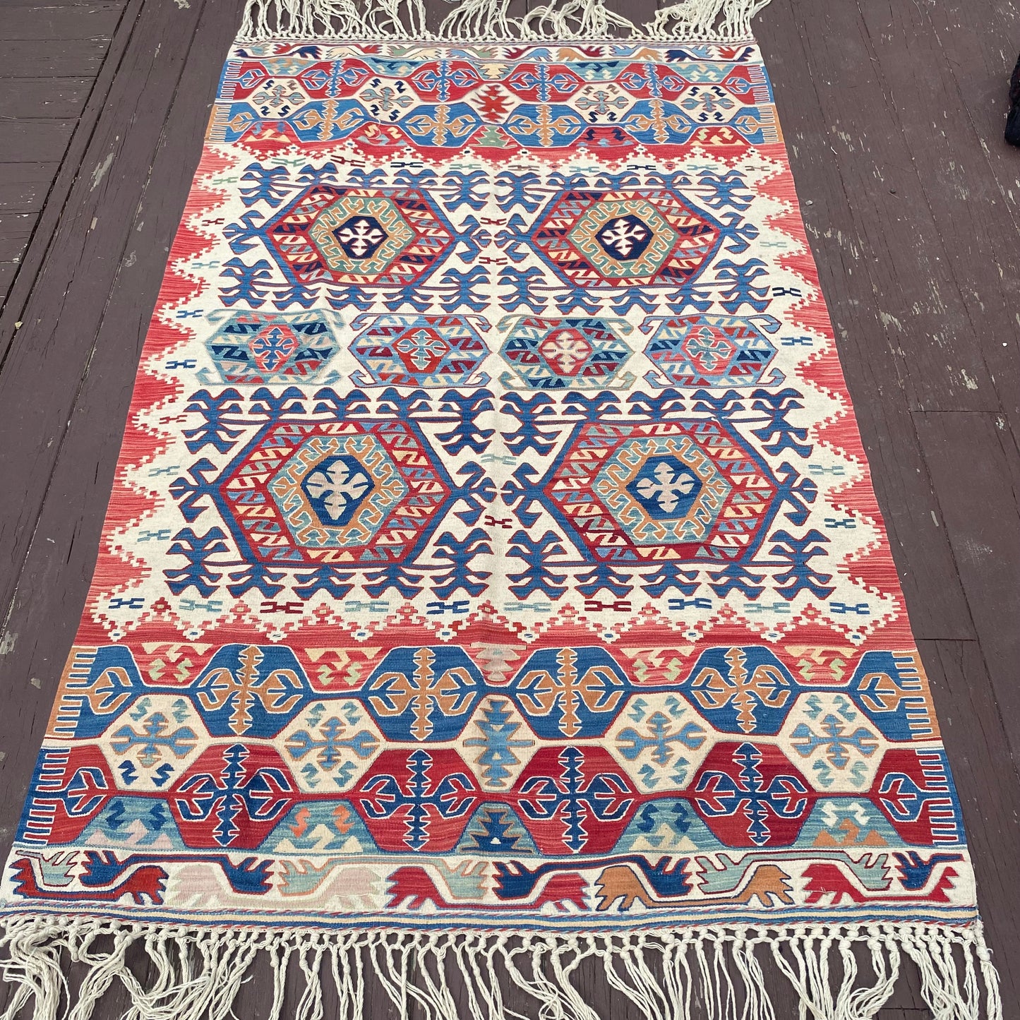 Vintage Rug, 3' 9 x 6' White