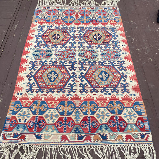 Vintage Rug, 3' 9 x 6' White