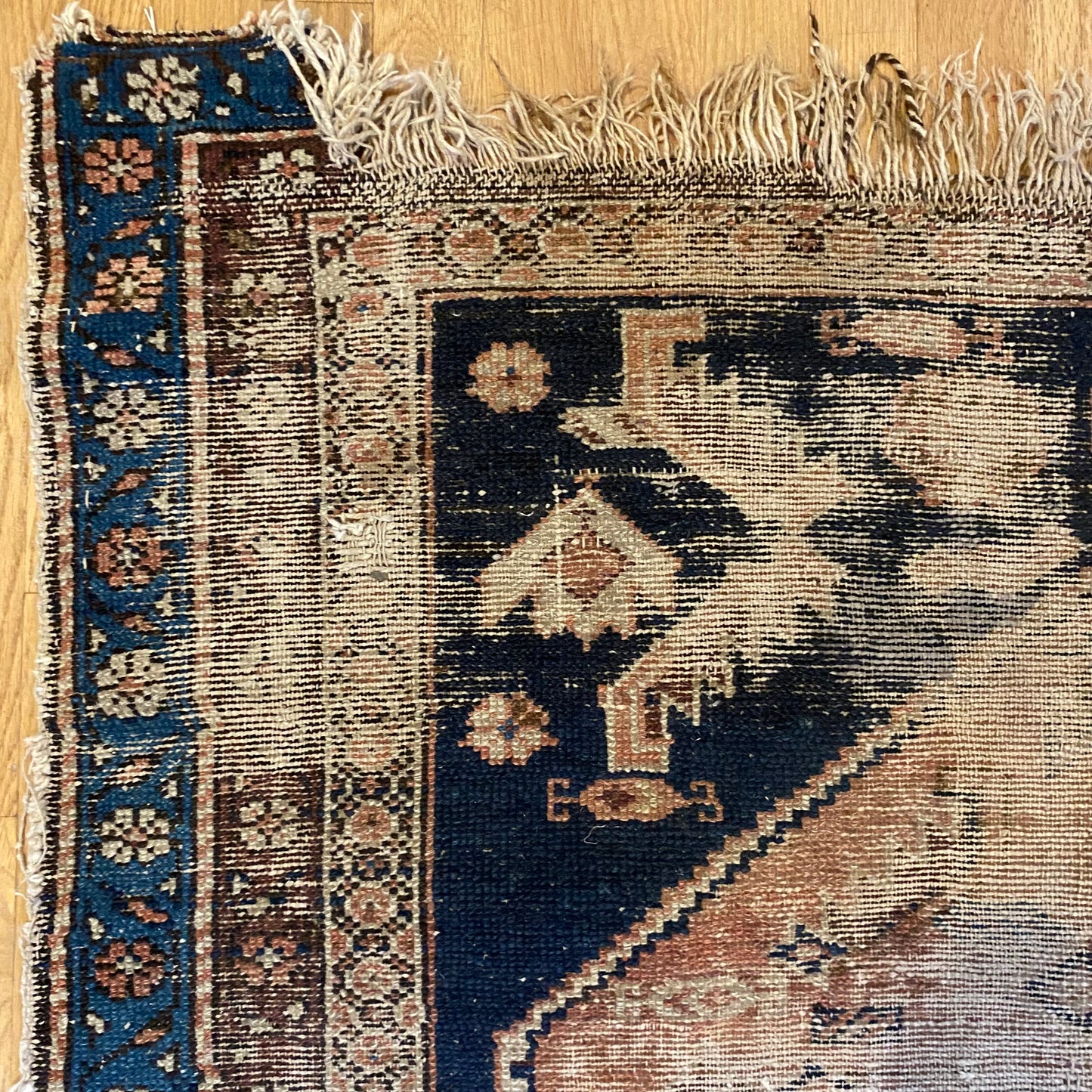 Antique Rug, 4' 1 x 4' 4 Blue