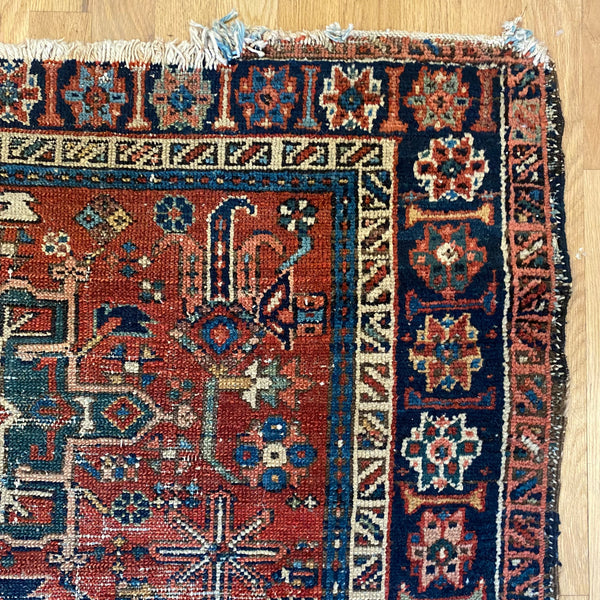 Vintage Rug, 3' 10 x 4' 6 Red Orange