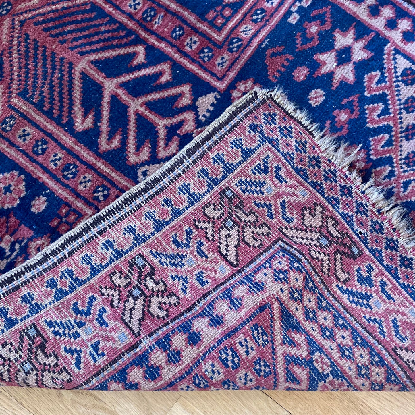 Vintage Rug, 3' x 4' 1 Blue Turkish