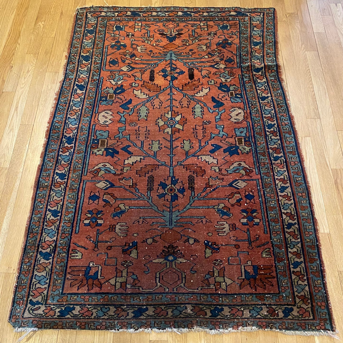 Persian Lilihan Rug, 3' 5 x 5' Vintage Dark Rose - Jessie's Oriental Rugs