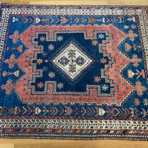 Vintage Rug, 3' 5 x 4' 5 Blue