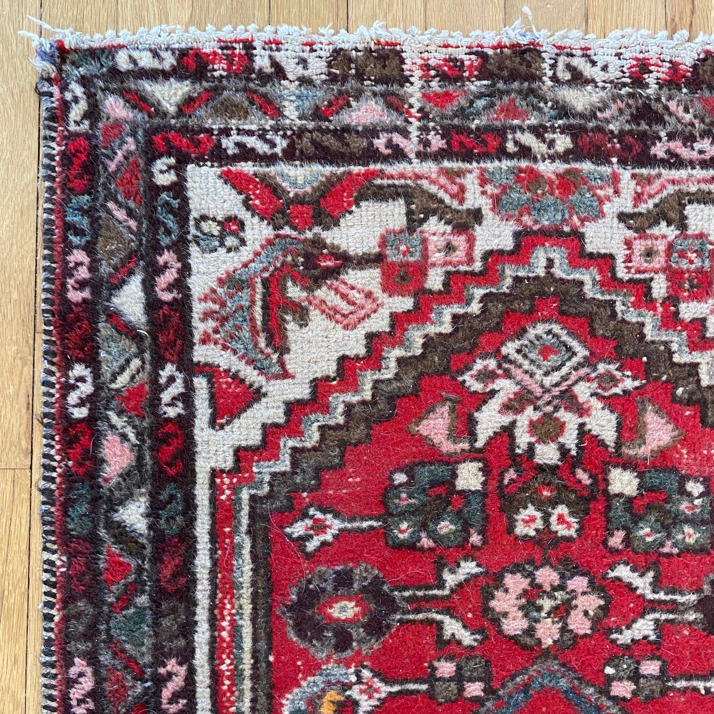 Persian Hamedan Rug, 2' 4 x 3' 11 Vintage White