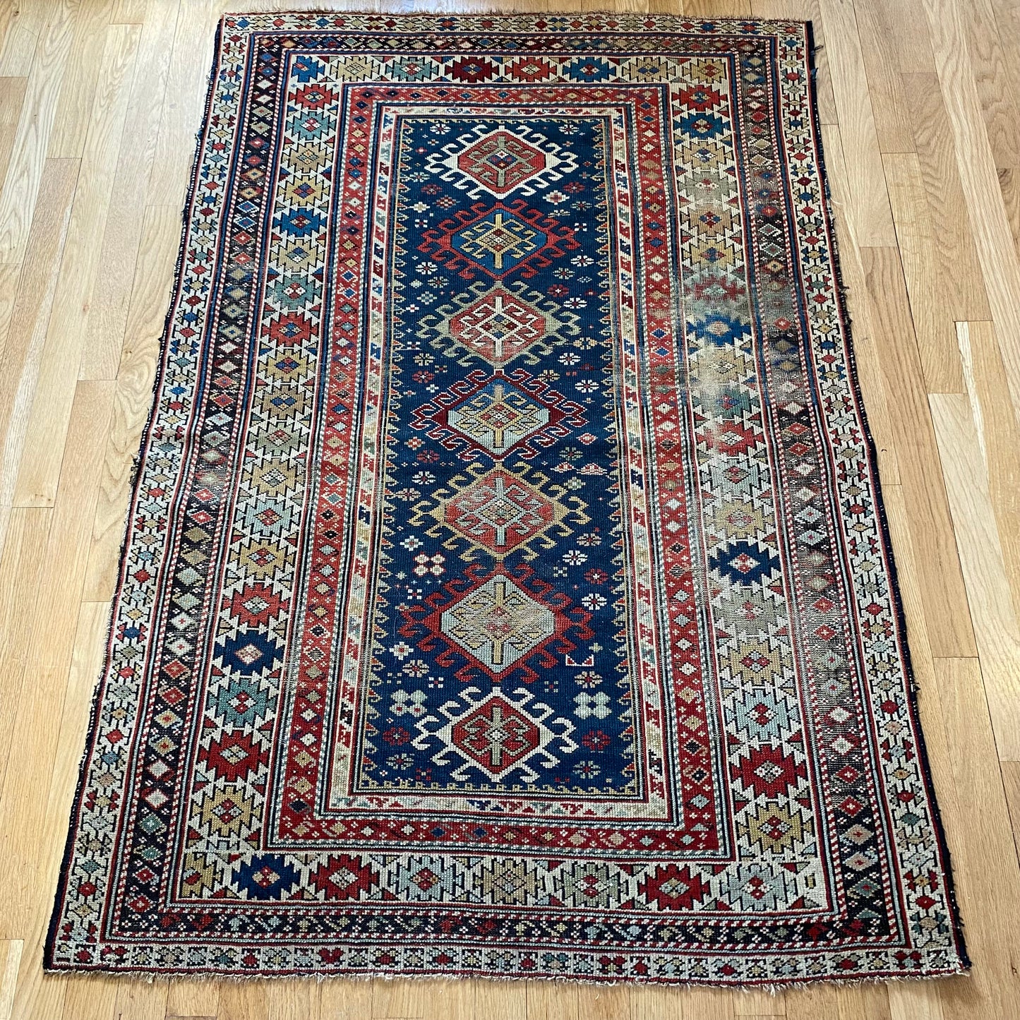 Caucasian Kuba Rug, 3' 5 x 5' Antique Blue