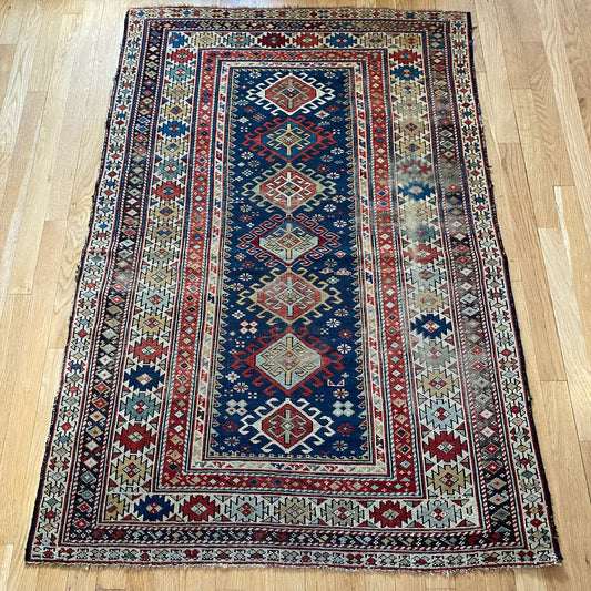Caucasian Kuba Rug, 3' 5 x 5' Antique Blue
