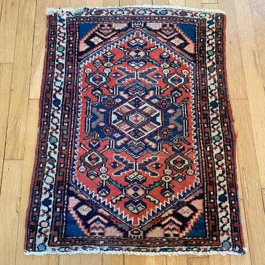 Vintage Rug, 2' x 2' 7 Red
