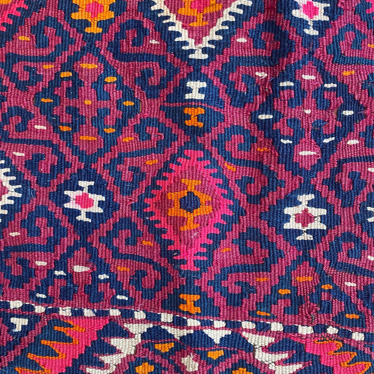 Turkish Kilim, 4' 9 x 8' 10 Vintage Magenta - Jessie's Oriental Rugs