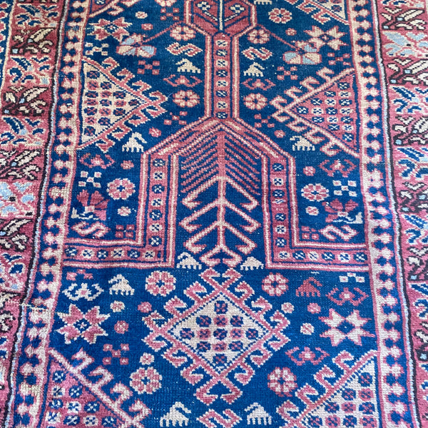 Vintage Rug, 3' x 4' 1 Blue Turkish