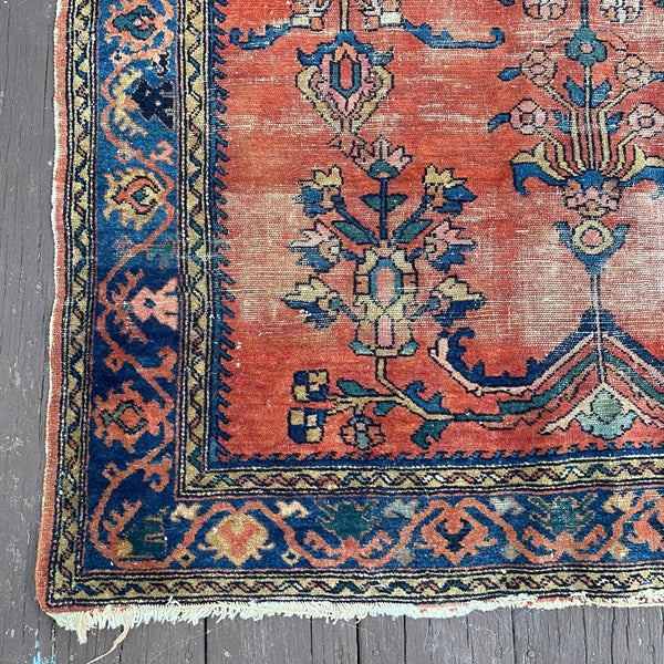 Vintage Rug, 3' 10 x 4' 5 Red Orange