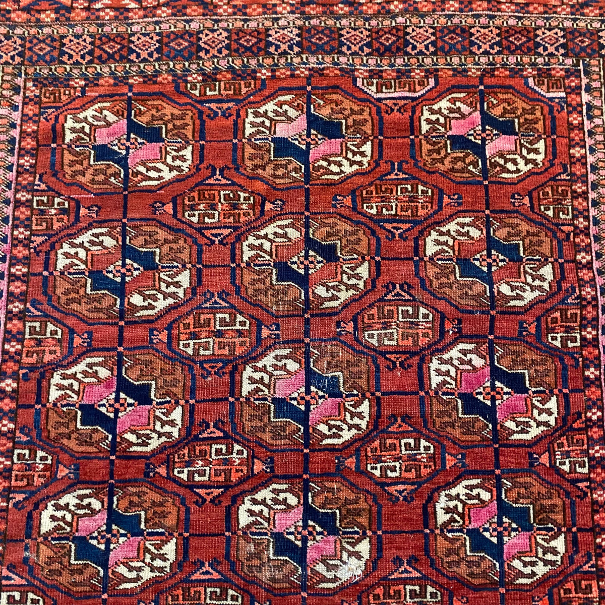 Vintage Rug, 3' 3 x 3' 10 Dark Terracotta