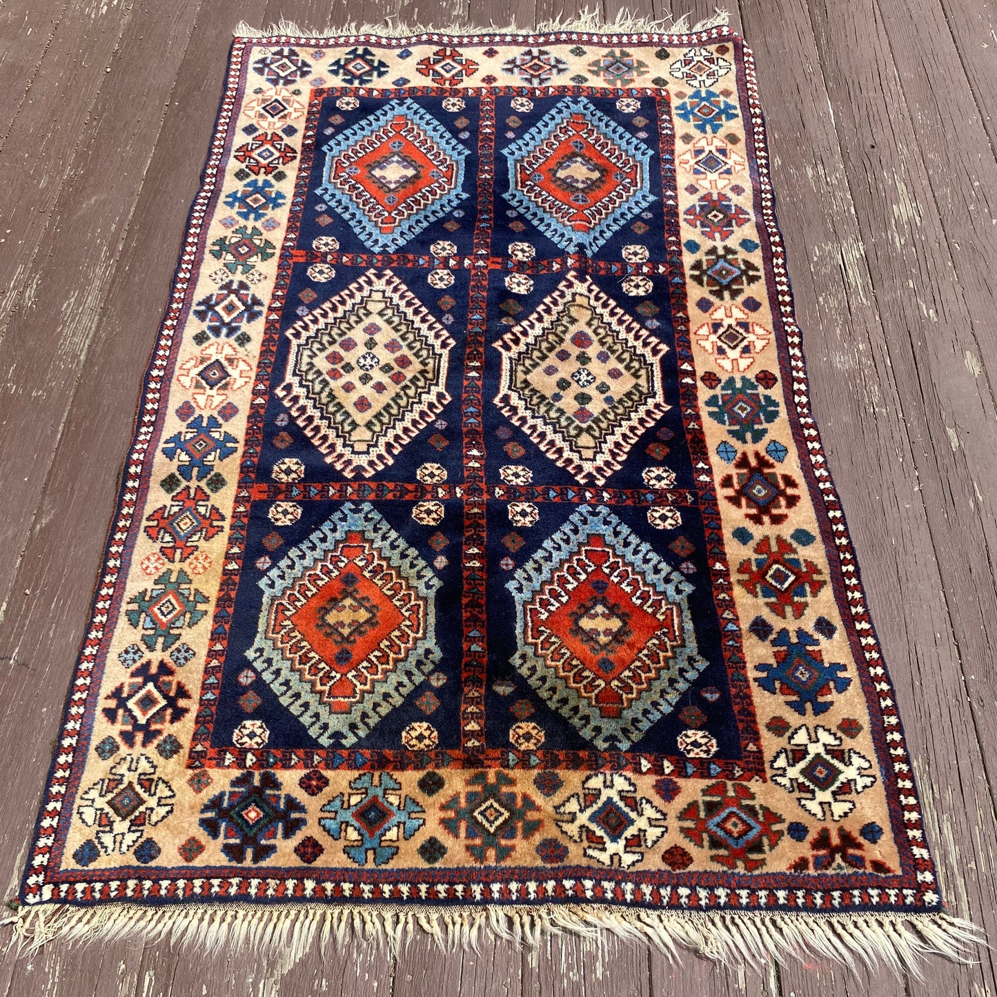 Vintage Rug, 3' 7 x 6' Blue