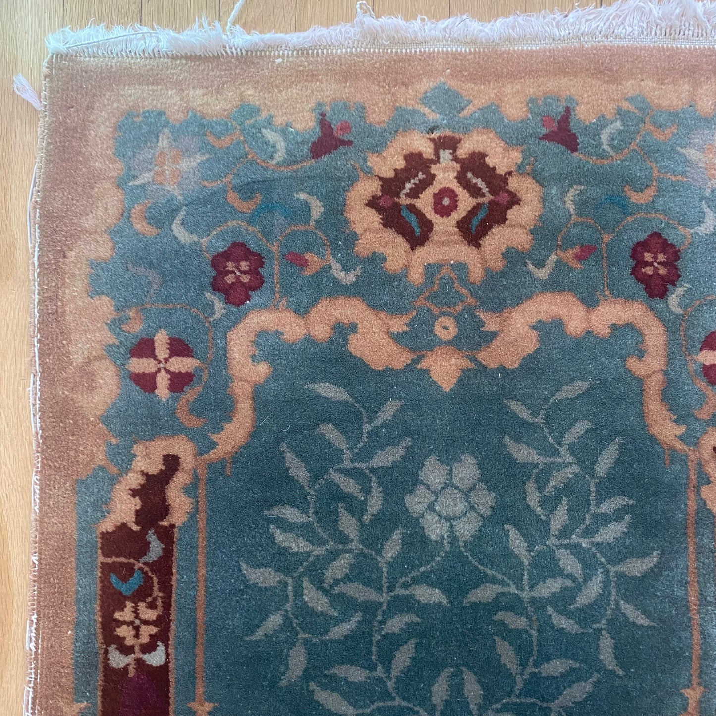Art Deco Chinese Rug, 2' x 4' 1 Blue Vintage
