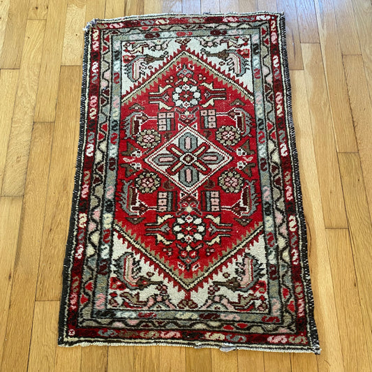 Vintage Rug, 1' 11 x 3' 1 Red