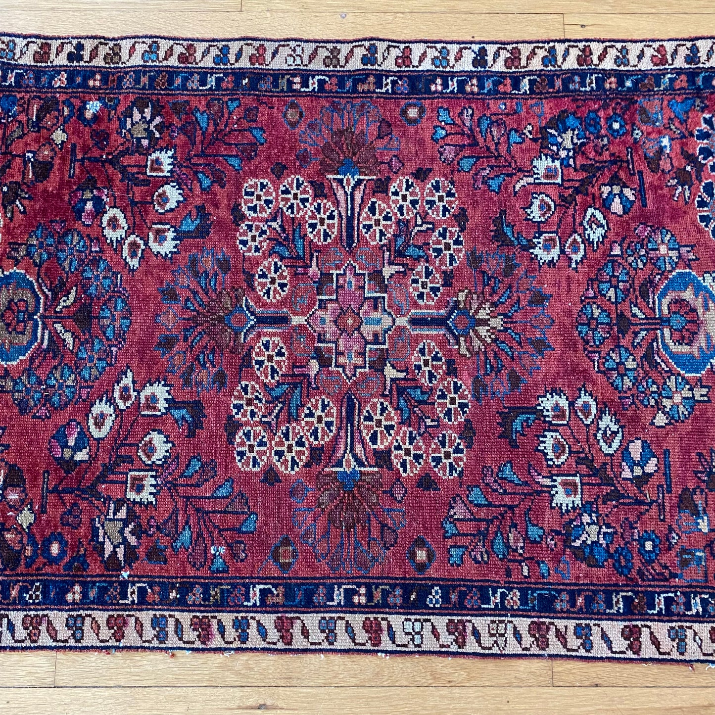Vintage Rug, 2’ 4 X 4’ 1 Rose Red