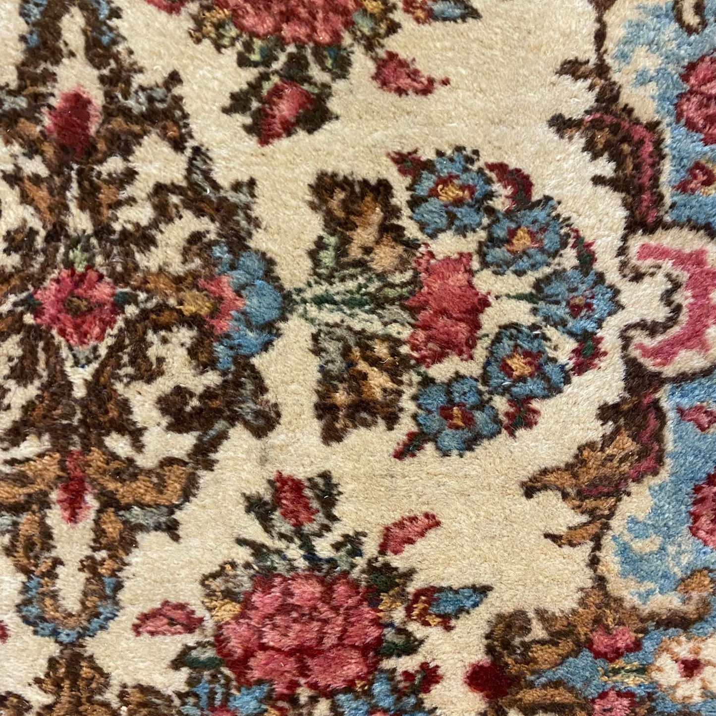 Persian Kerman Rug, 2' x 4' 1 White Vintage