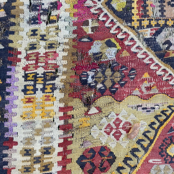 Vintage Rug, 4' x 10' 8 Turkish Kilim