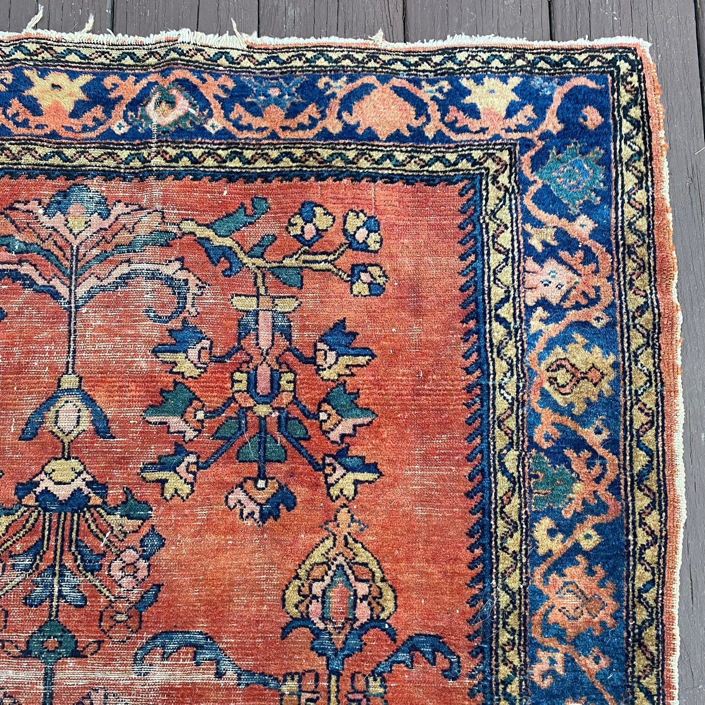 Vintage Rug, 3' 10 x 4' 5 Red Orange
