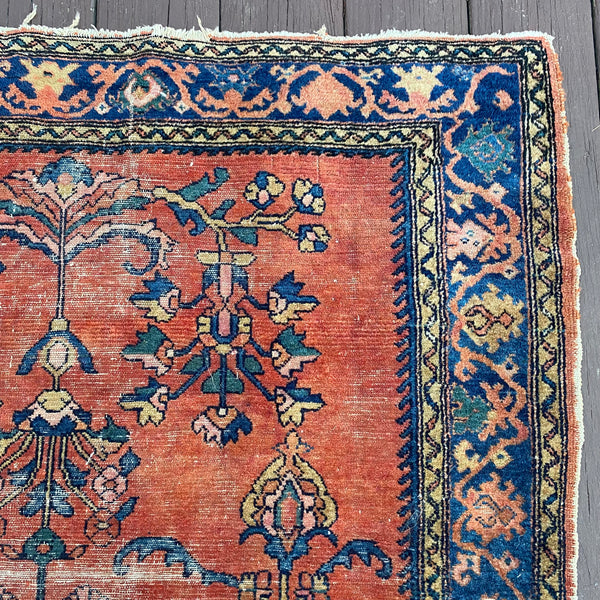 Vintage Rug, 3' 10 x 4' 5 Red Orange