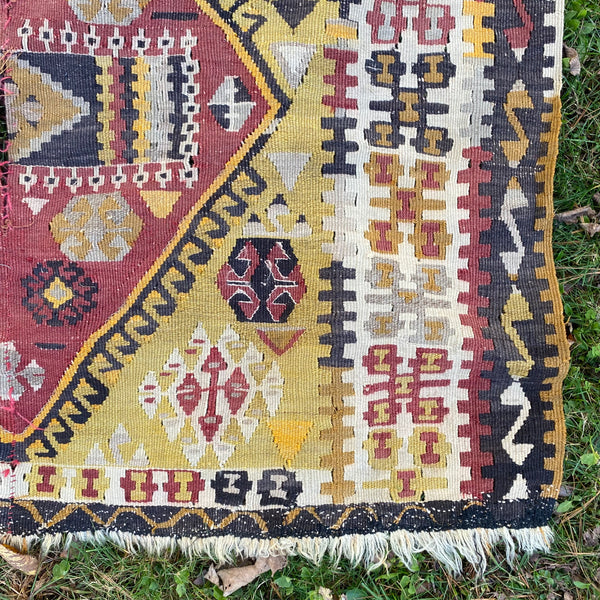 Vintage Rug, 4' x 10' 8 Turkish Kilim