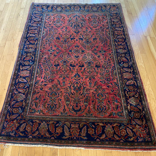 Vintage Rug, 4' 3 x 6' 3 Rose