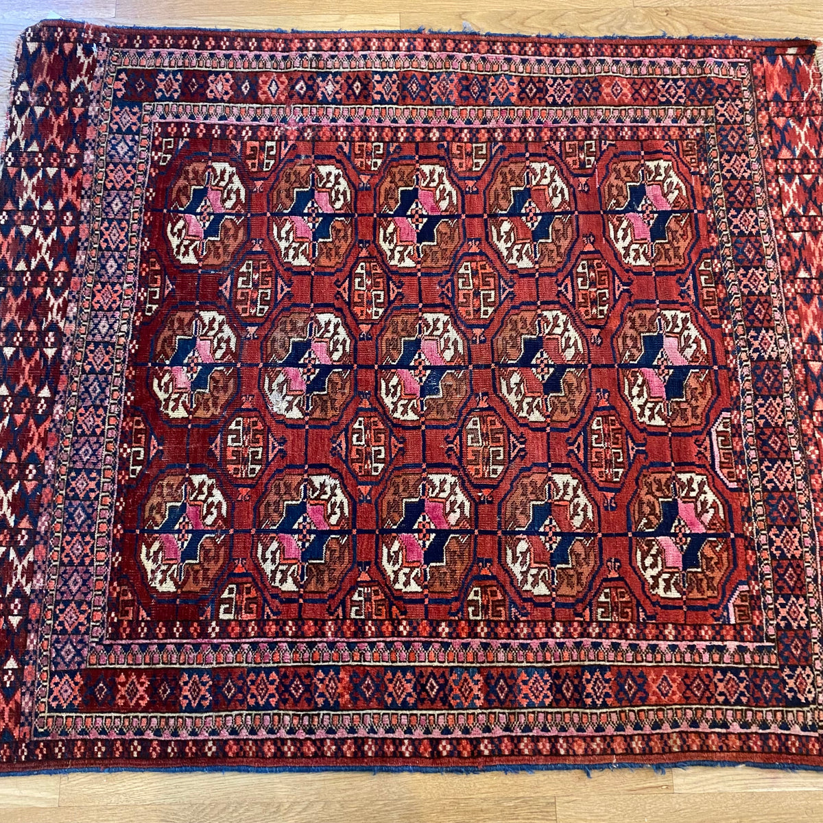 Vintage Rug, 3' 3 x 3' 10 Dark Terracotta