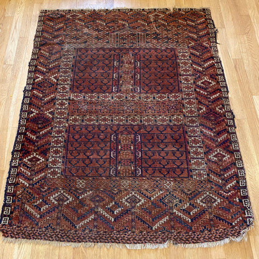 Antique Rug, 3' 8 x 4' 8 Brown