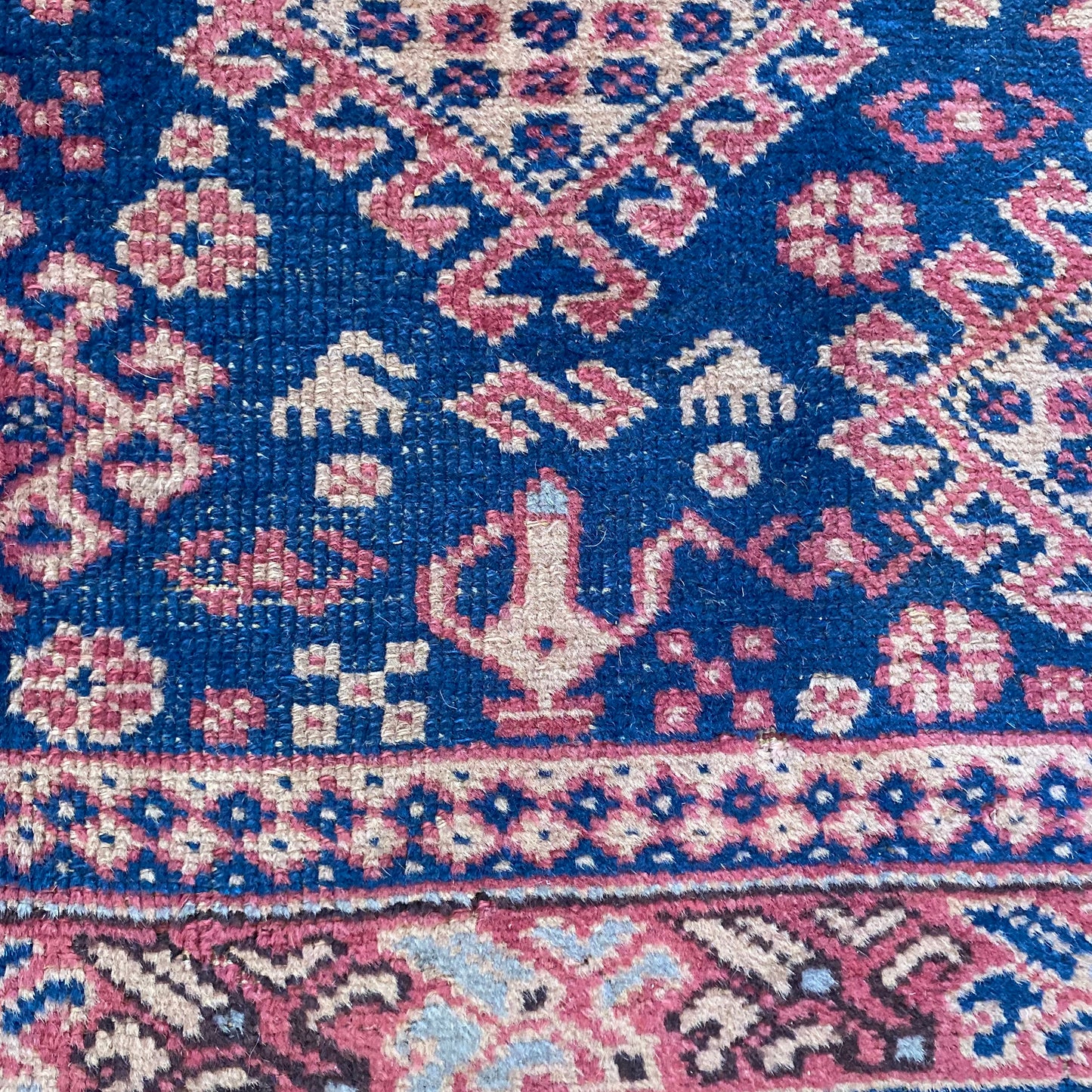 Vintage Rug, 3' x 4' 1 Blue Turkish