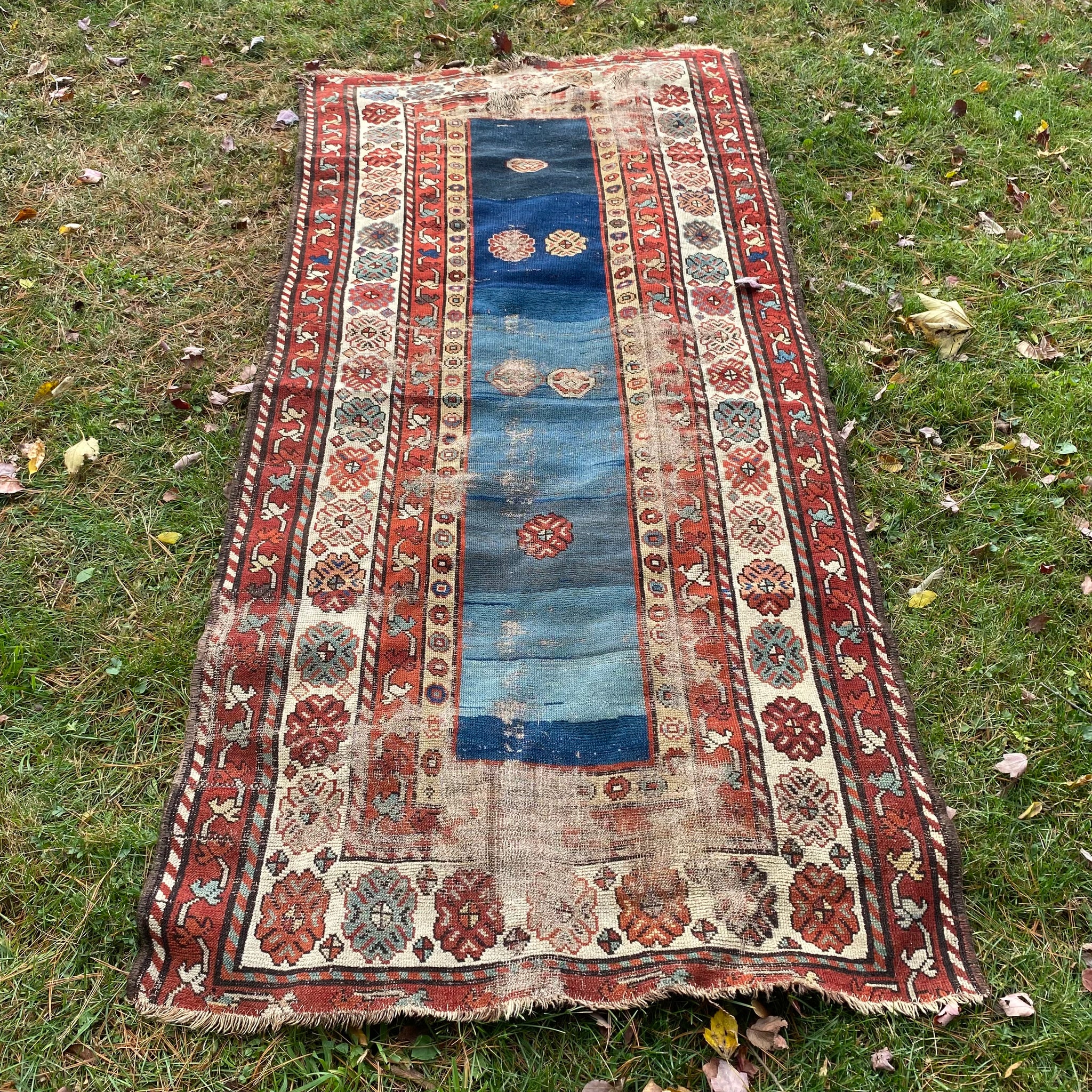Antique Rug, 3' 5 x 7' 5 Blue