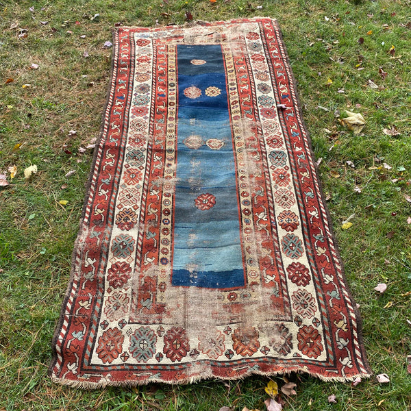 Antique Rug, 3' 5 x 7' 5 Blue