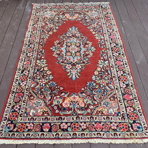 Vintage Rug, 4' 2 x 7' Red