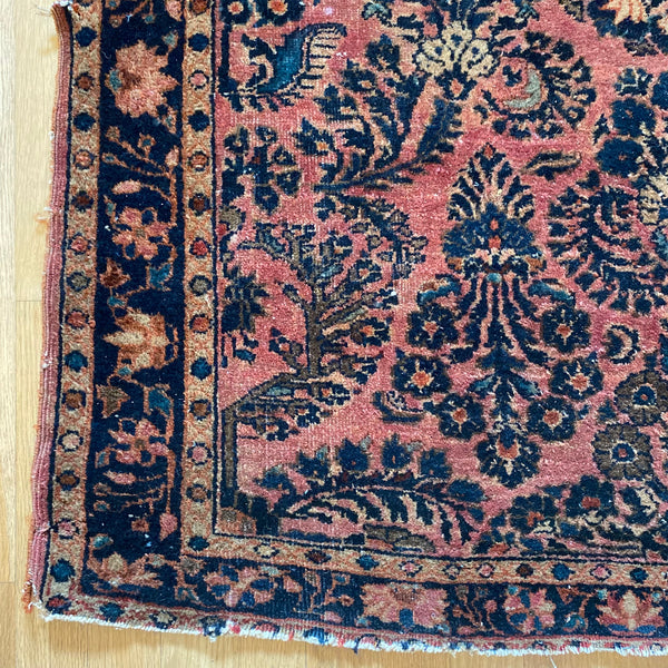 Vintage Rug, 3' 4 x 4' 9 Pink