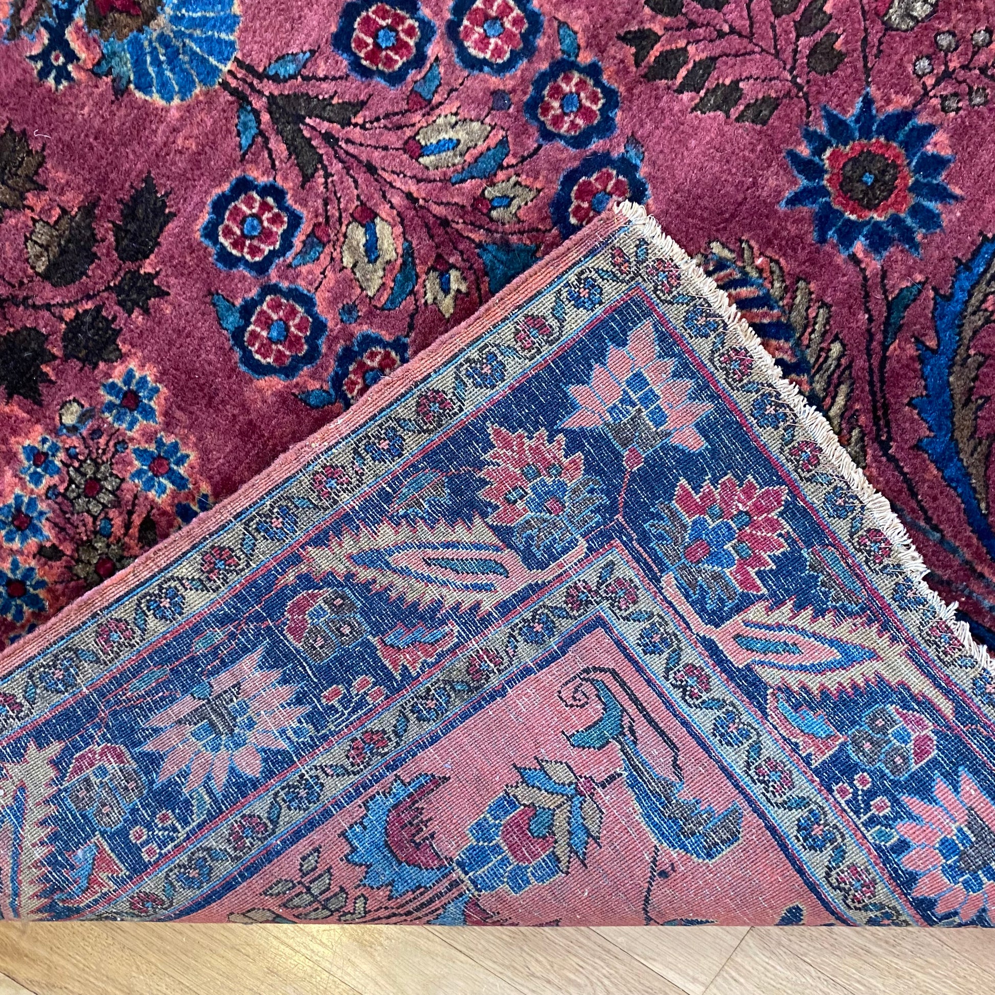 Persian Sarouk Rug, 4' 2 x 6' 4 Vintage Dark Rose - Jessie's Oriental Rugs