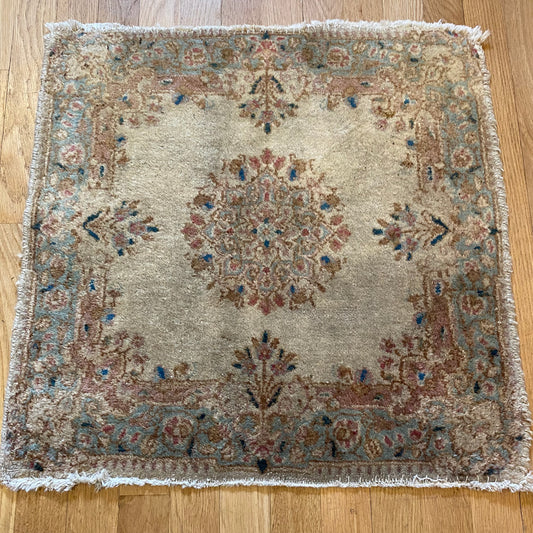Vintage Rug, 2' x 2' Cream
