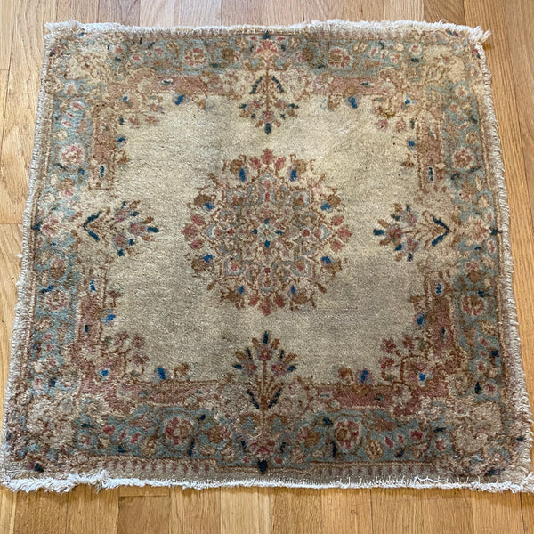 Vintage Rug, 2' x 2' Cream