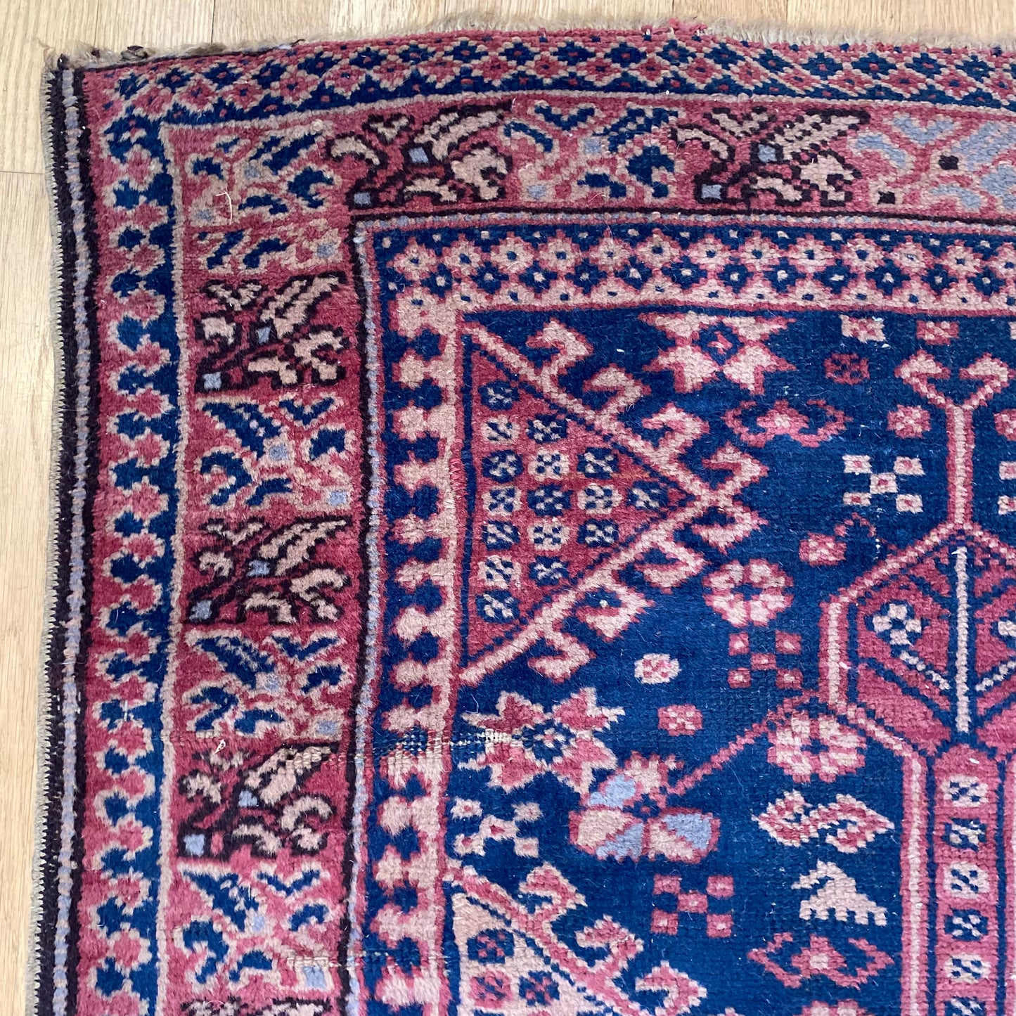 Vintage Rug, 3' x 4' 1 Blue Turkish