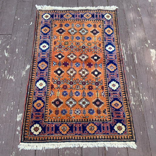 Vintage Rug, 2' 6 x 4' 2 Orange Brown