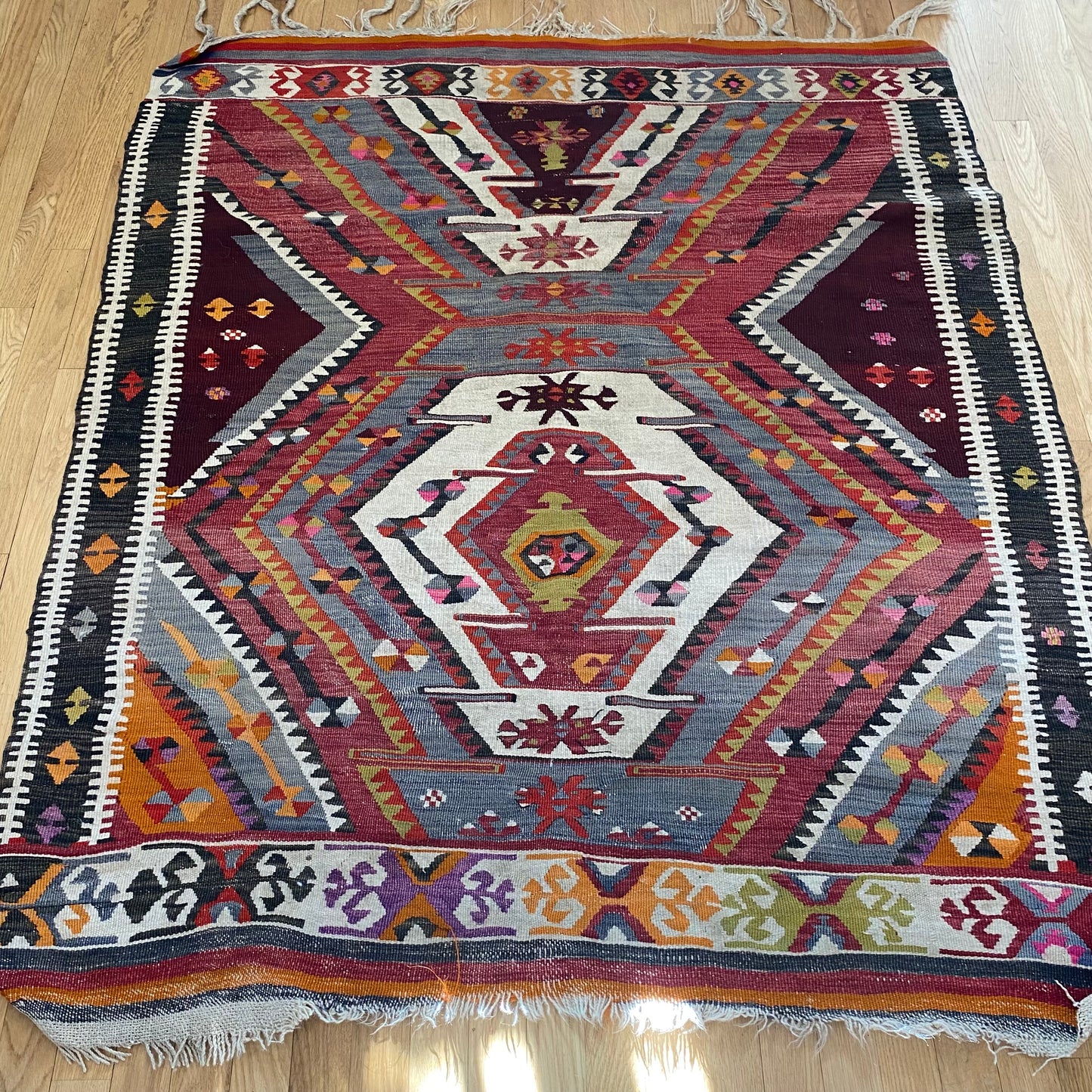 Vintage Rug, 4' 4 x 5' 2 Red