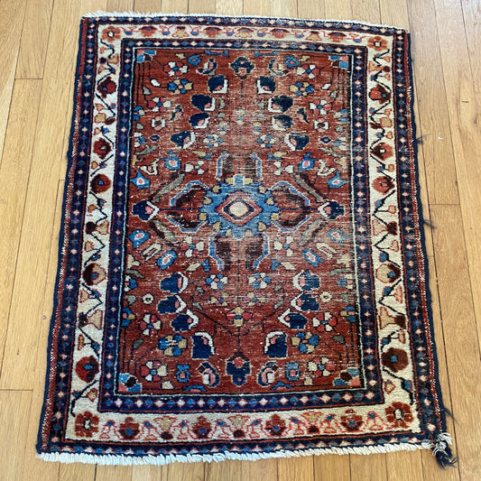 Vintage Rug, 2' 3 x 2' 10 Red-Brown