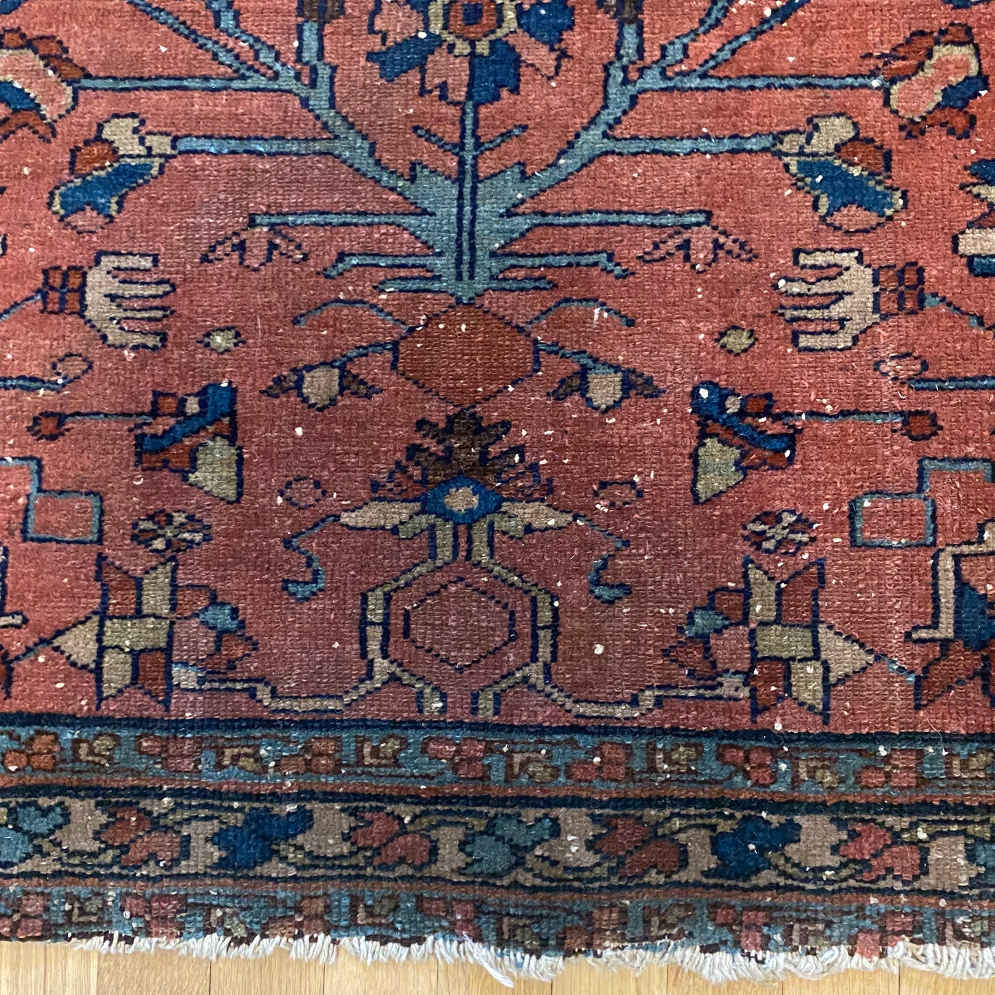 Persian Lilihan Rug, 3' 5 x 5' Vintage Dark Rose - Jessie's Oriental Rugs