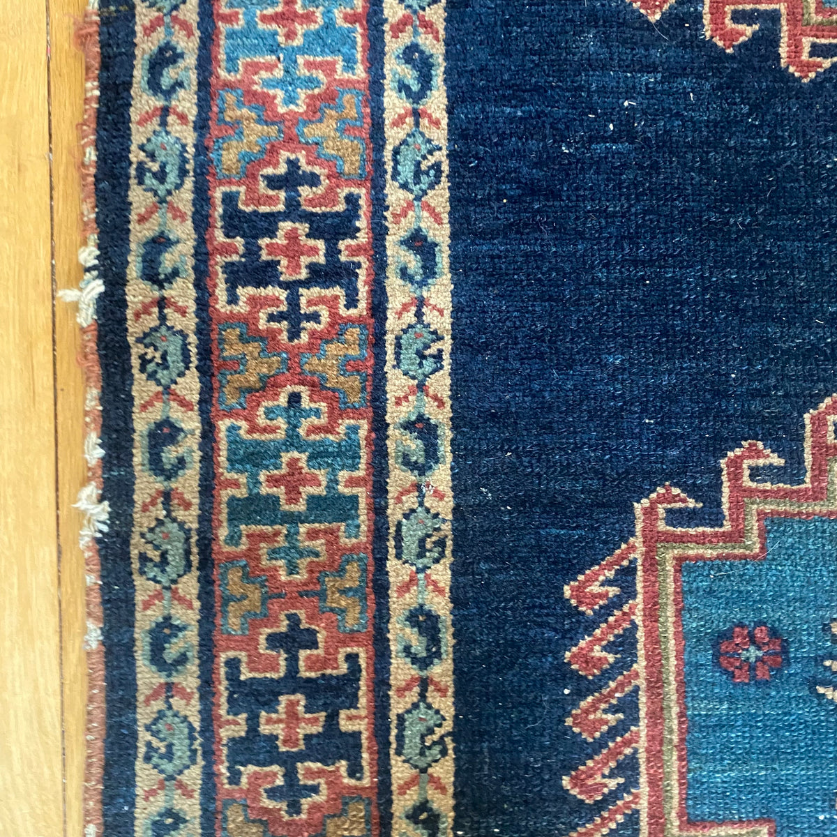Vintage Rug, 3' x 4' 10 Blue