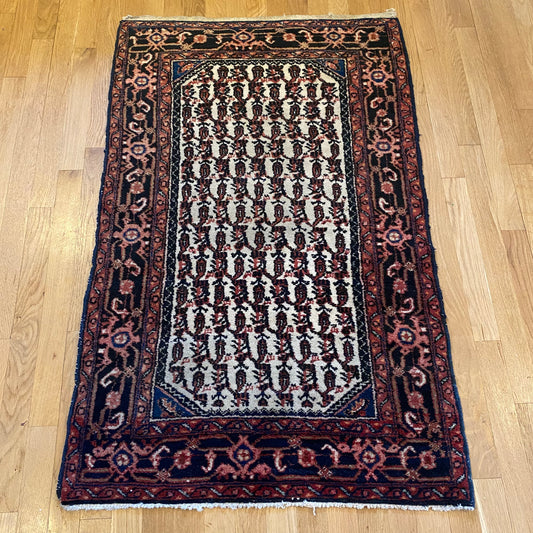 Vintage Rug, 2' 7 x 4' 2 White