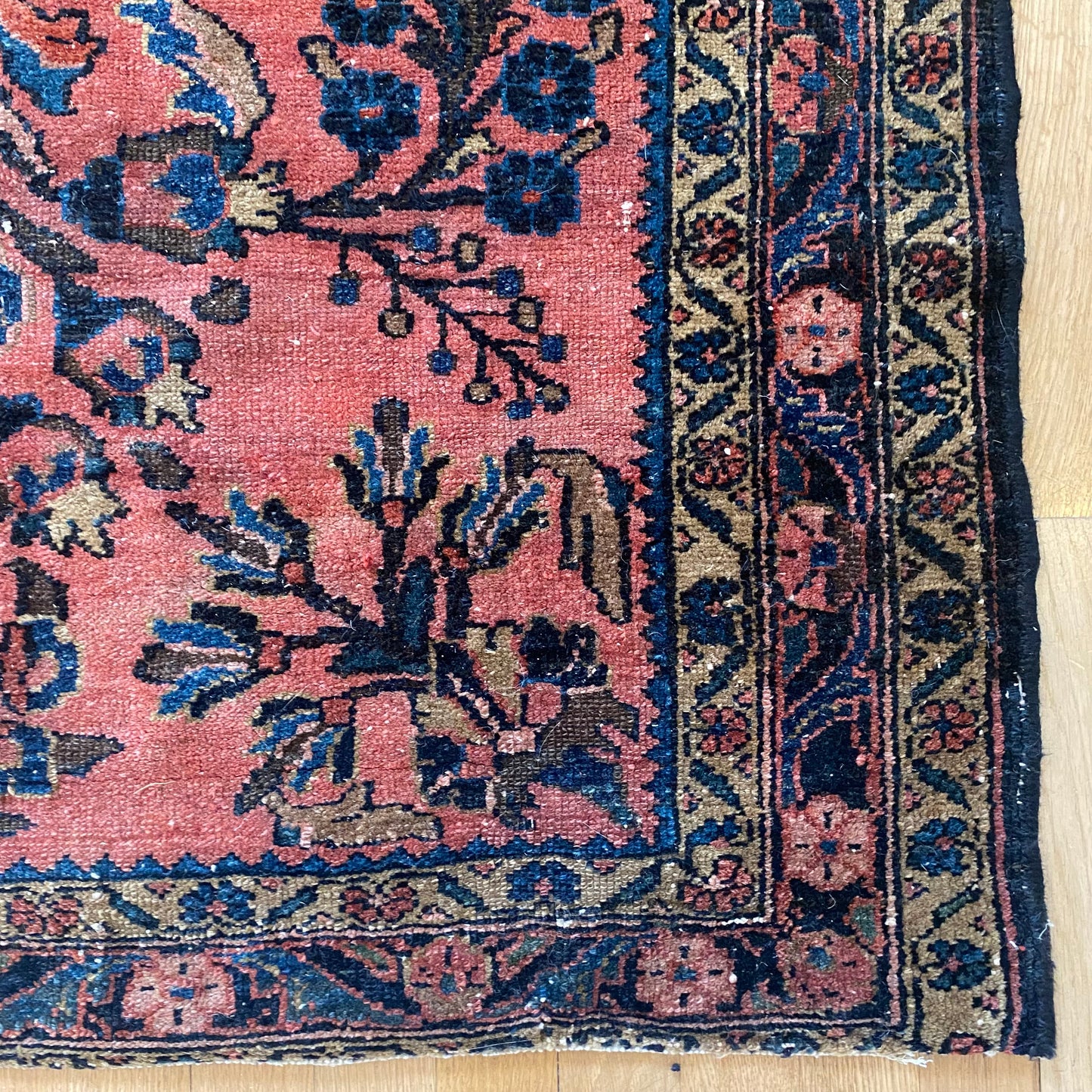 Persian Lilihan rug, 3' 6 x 4' 9 Vintage Dark Rose - Jessie's Oriental Rugs