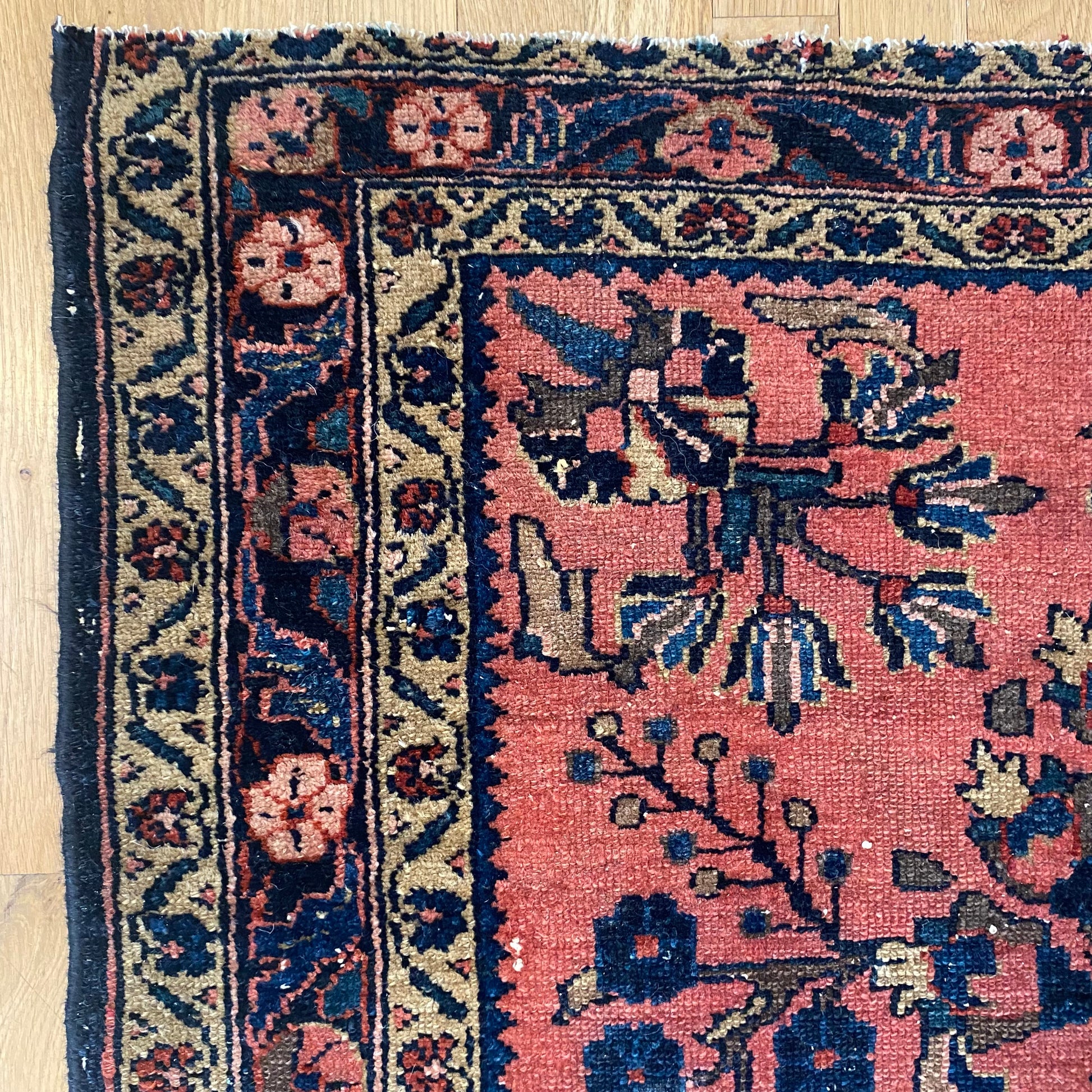 Persian Lilihan rug, 3' 6 x 4' 9 Vintage Dark Rose - Jessie's Oriental Rugs