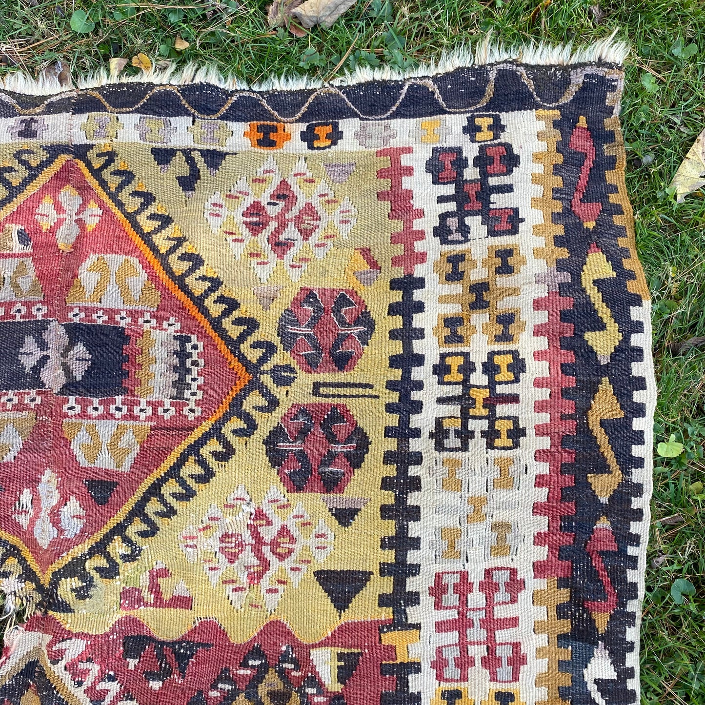Vintage Rug, 4' x 10' 8 Turkish Kilim