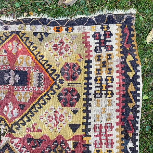 Vintage Rug, 4' x 10' 8 Turkish Kilim